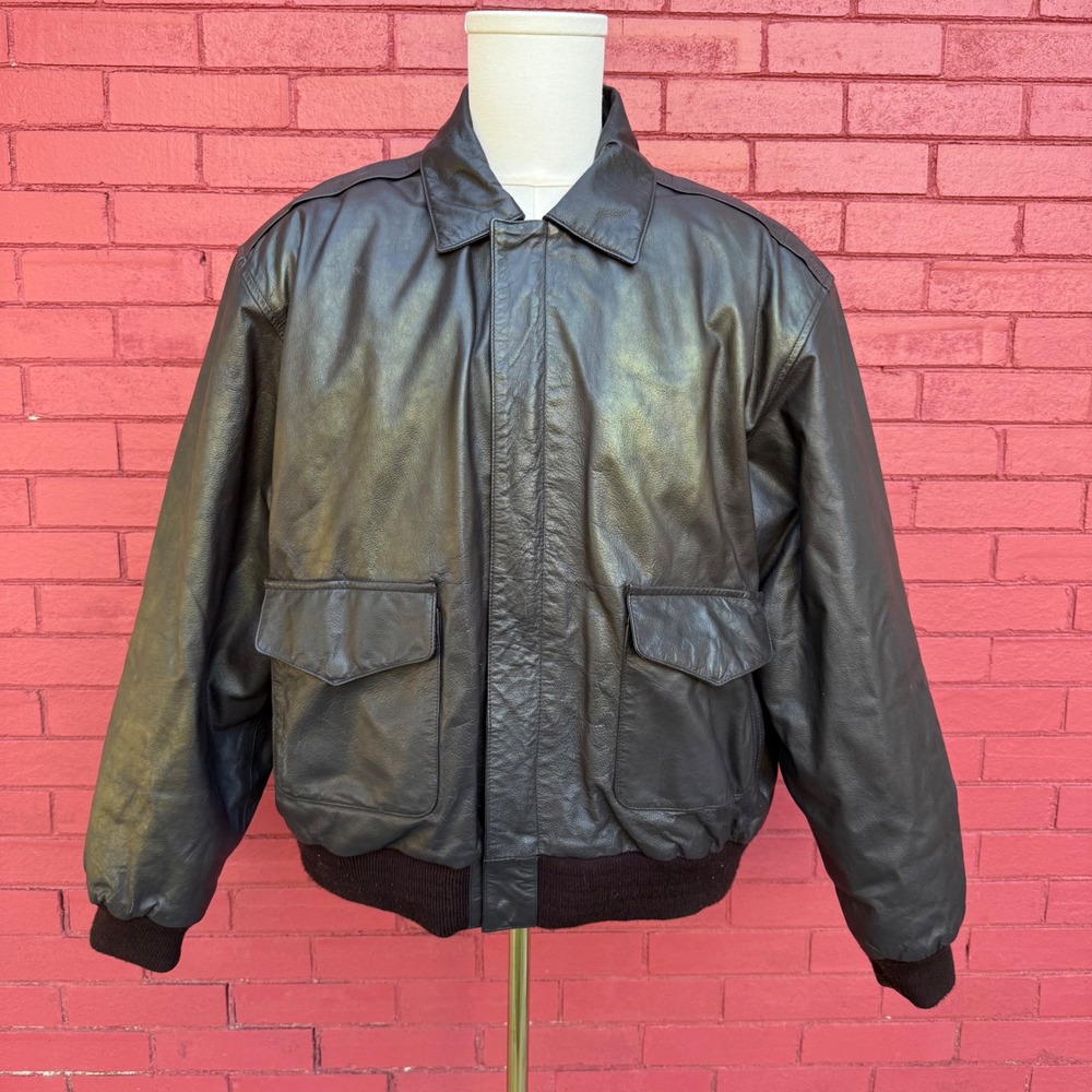 Genuine Leather A-2 Jacket Flyer's US Army Air Force Vintage Bomber Black Mens L